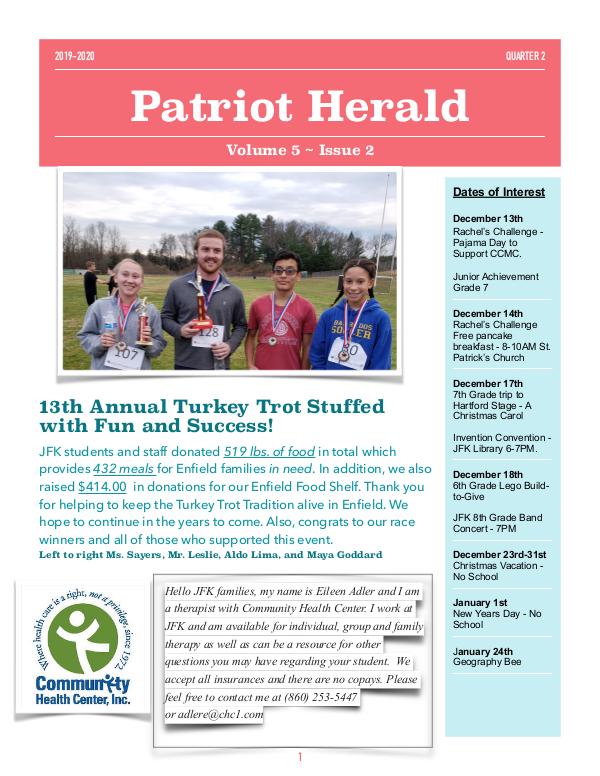 JFK Middle School: Patriot Herald Newsletter JFK Patriot Herald 2020 Q2