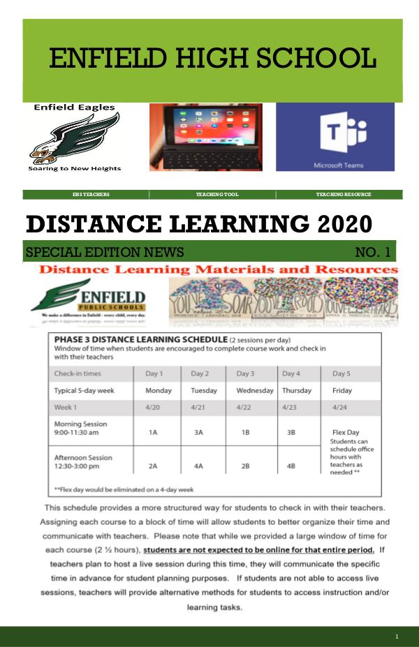Enfield High Newsletters - Eagle Edition NEW EHS Distance Learning News May 2020
