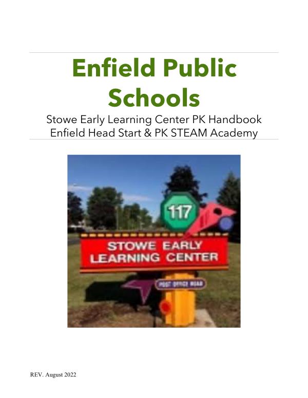Stowe Early Learning Center PK Handbook 2022-23