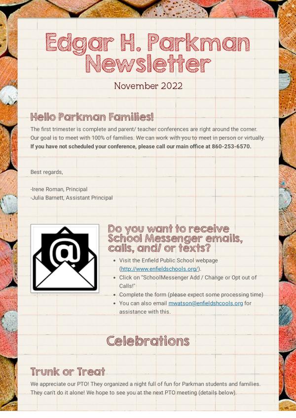 Parkman News Parkman Newsletter November 2022