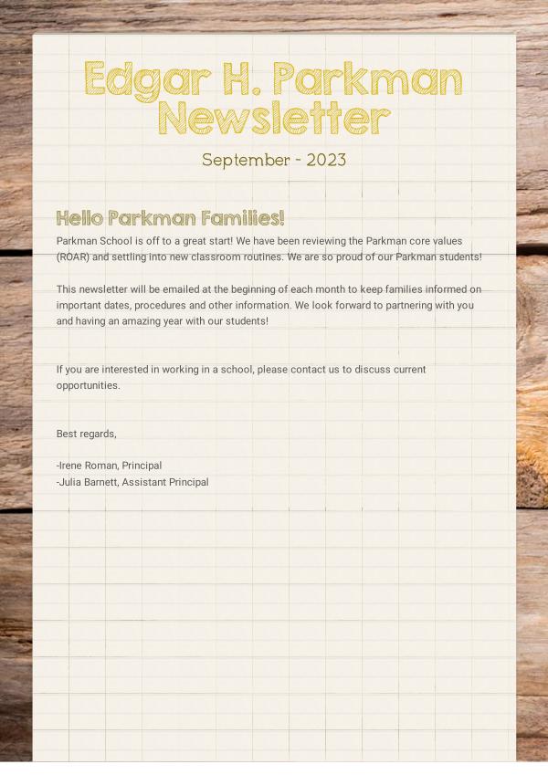 Parkman News Parkman Newsletter 090823