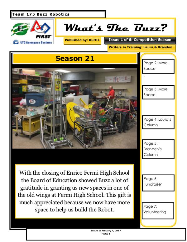 What's The Buzz 2017 Newsletter Issue 1