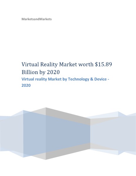 Virtual reality Market by Technology  2020 | MarketsandMarkrkets