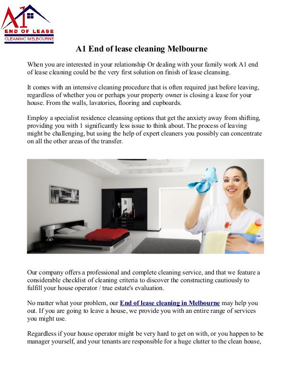 A1 End of lease cleaning Melbourne
