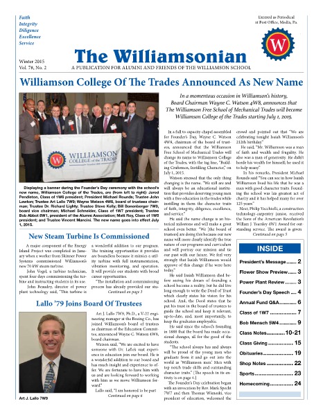 The Williamsonian Winter 2015