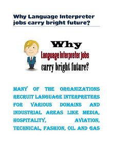 Why Language Interpreter jobs carry bright future?