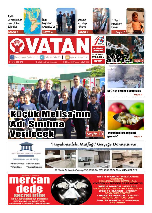 Yeni Vatan weekly Turkish Newspaper February 2017 Issue 1884