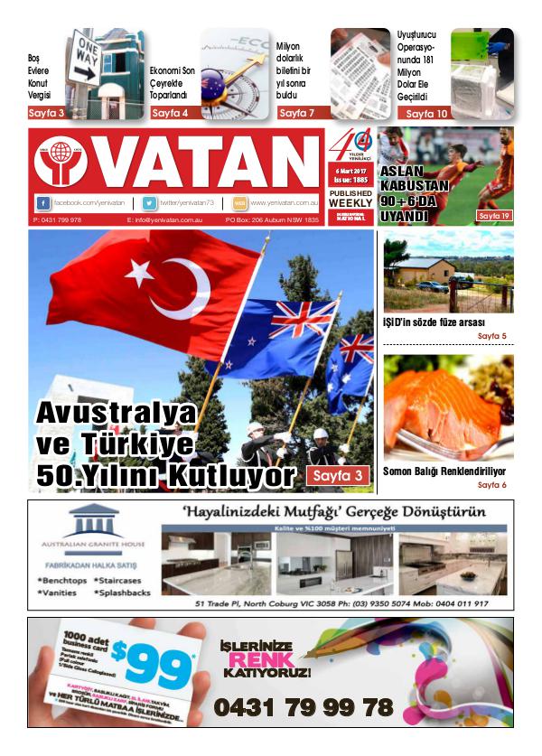 Yeni Vatan weekly Turkish Newspaper March 2017 Issue 1885