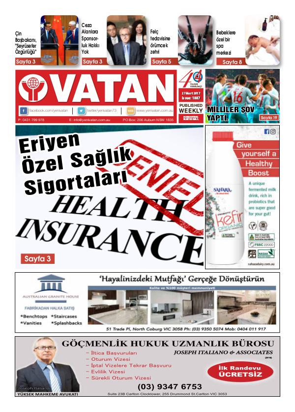 Yeni Vatan weekly Turkish Newspaper March 2017 Issue 1887
