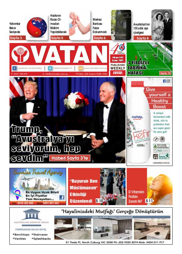 Yeni Vatan weekly Turkish Newspaper May 2017 Issue 1891