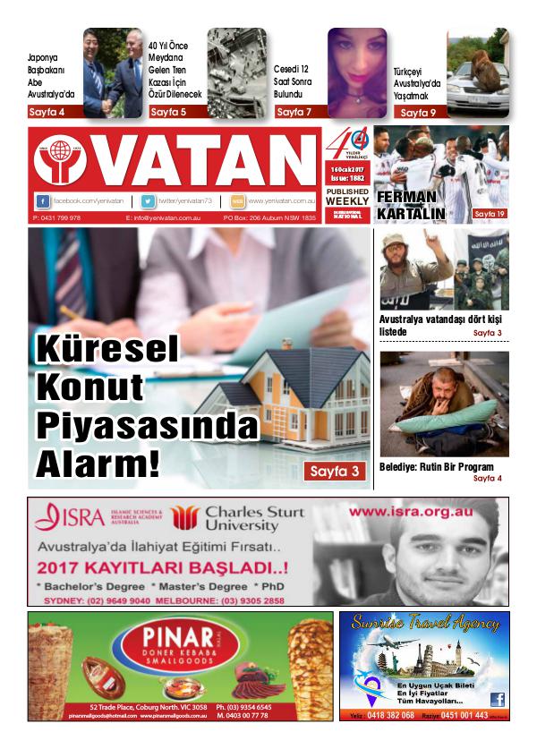 Yeni Vatan weekly Turkish Newspaper January 2017 Issue 1882