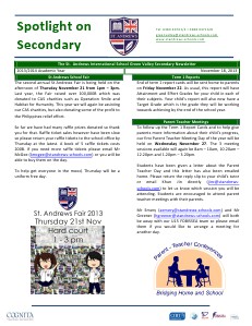 Spotlight on Secondary Newsletter Nov.18.2013