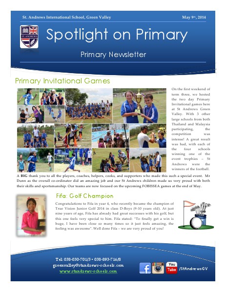 Spotlight on Primary Newsletter May 9, 2014 Issue