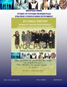 Women of Concern Professionals Strategic Consciousness Networking Volume 1 Issue 1