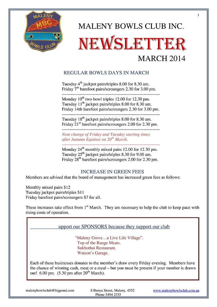 Newsletters March 2014