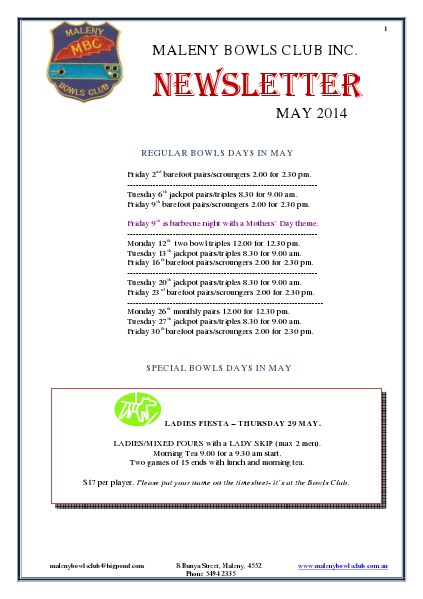Newsletters May 2014