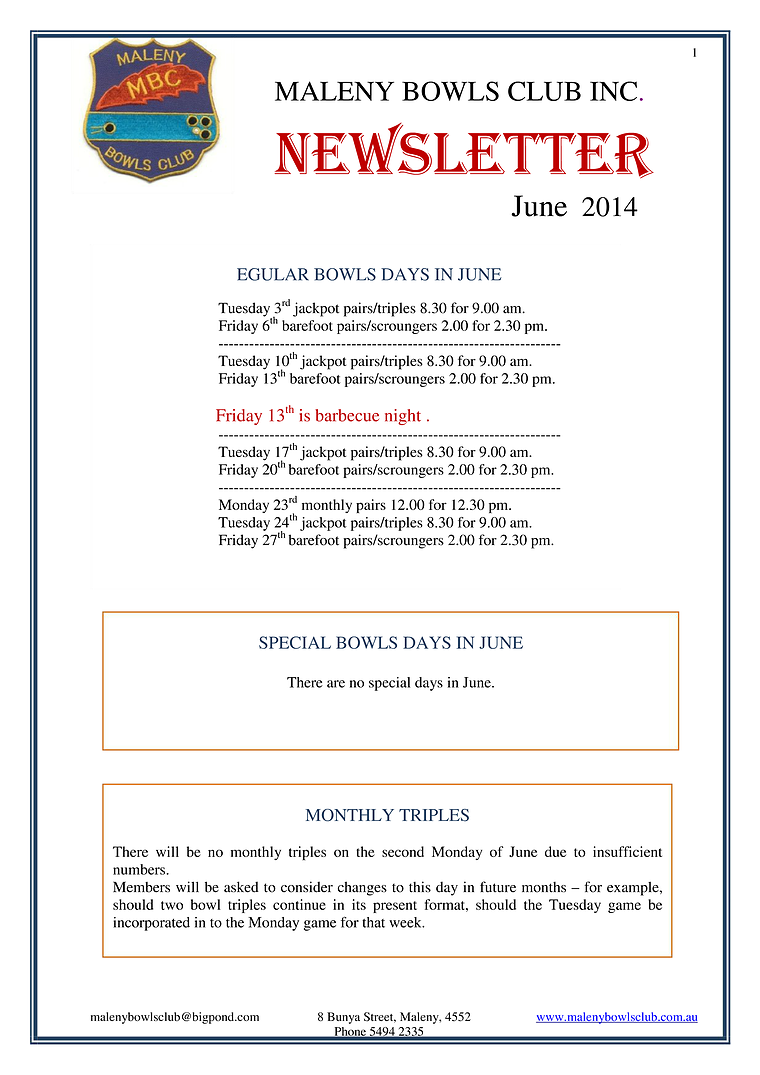 Newsletters June 2014