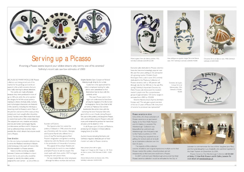 Antique Collecting articles Serving up a Picasso