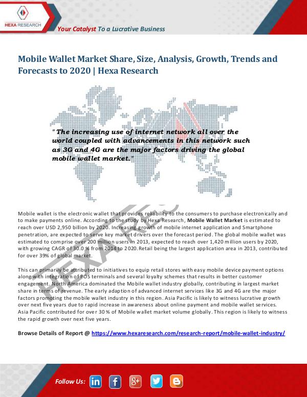 Technology Mobile Wallet Market Research Report, 2020