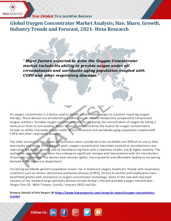 Global Oxygen Concentrator Market Trends, 2021