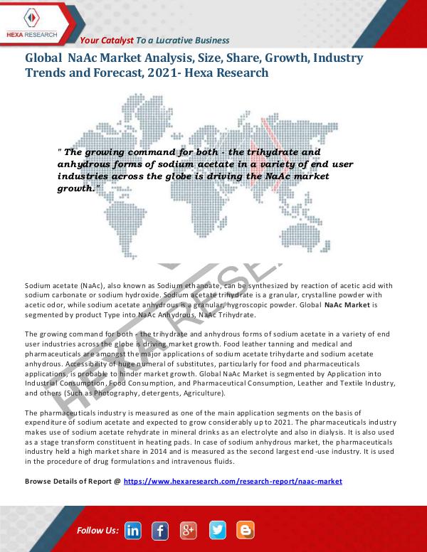 NaAc Market : Industry Trends and Analysis, 2021