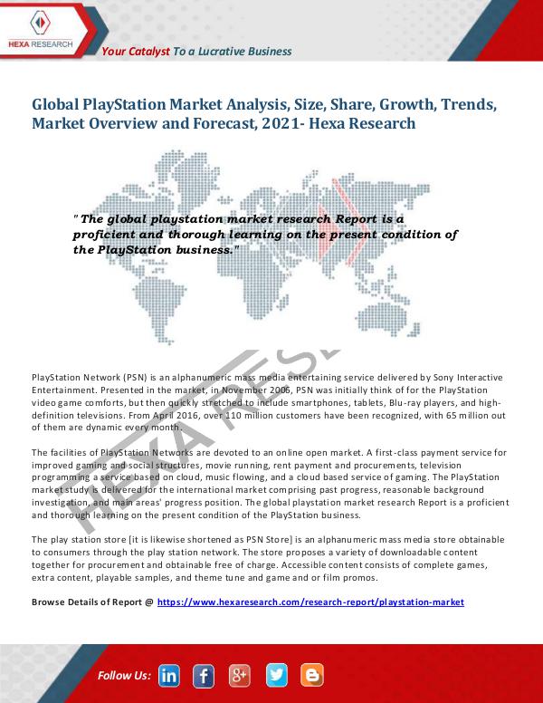 PlayStation Market Analysis and Forecasts, 2021