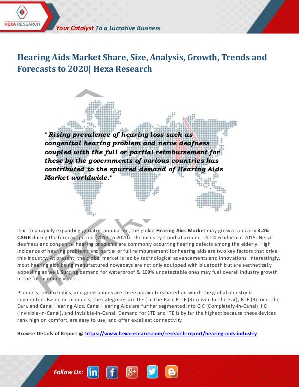 Healthcare Industry Hearing Aids Market Trends 2020