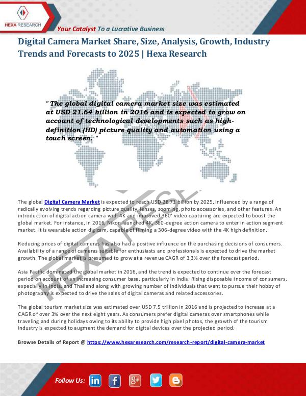 Digital Camera Market Analysis and Forecasts 2025