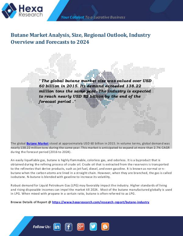 Chemical industry reports Butane Market Outlook and Analysis 2024