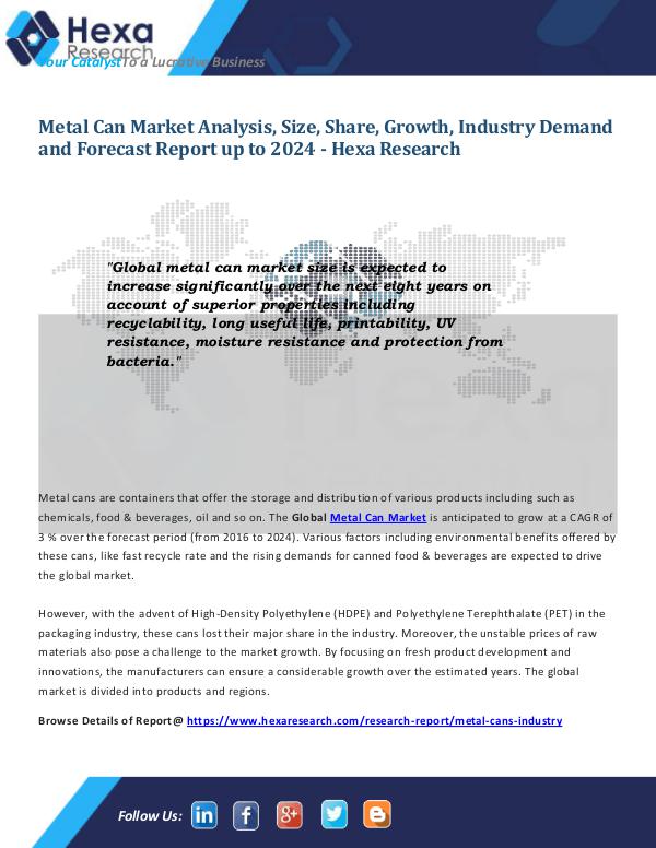 Metal Can Market Report 2024