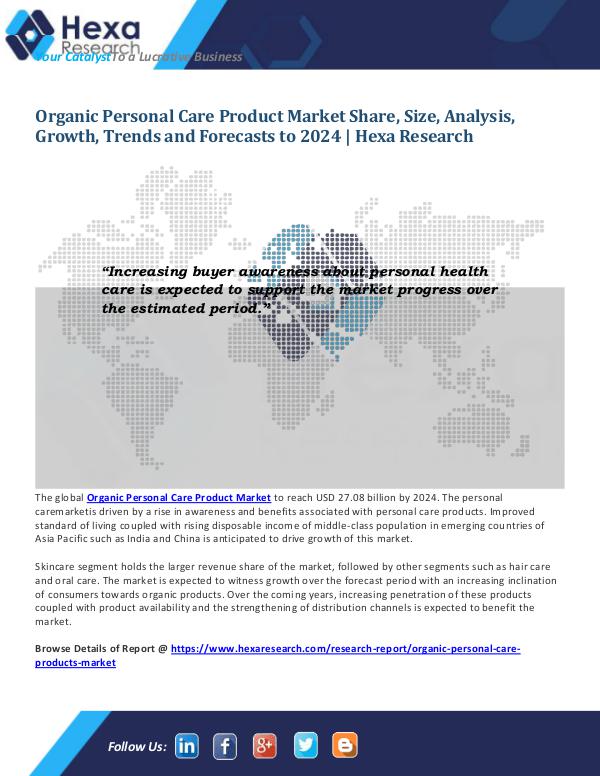 Personal Care & Cosmetics Industry Organic Personal Care Products Market