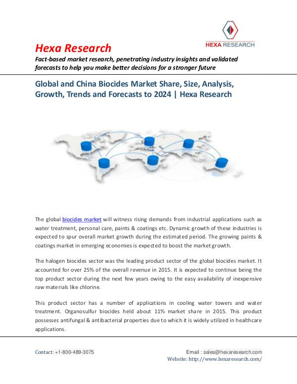 Biocides Market Share and forecasts 2024