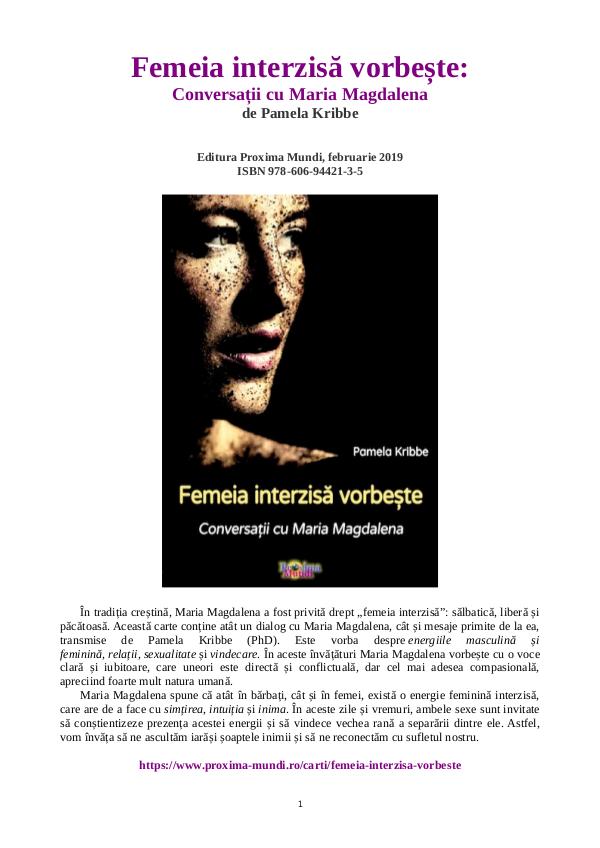 Carti publicate de Editura Proxima Mundi Femeia interzisă vorbește: Conversații cu Maria M.
