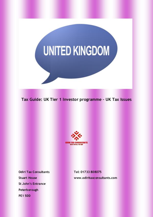 Tax Guide: UK Tier 1 Investor programme – UK Tax Issues 1