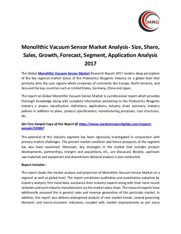 Monolithic Vacuum Sensor Market Analysis- Size, Sh