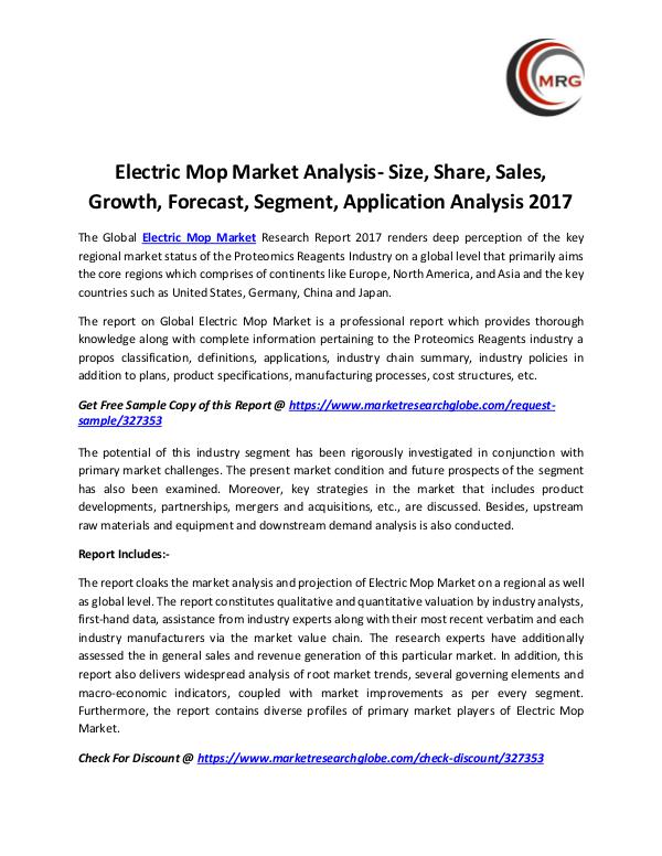 Electric Mop Market Analysis- Size, Share, Sales,