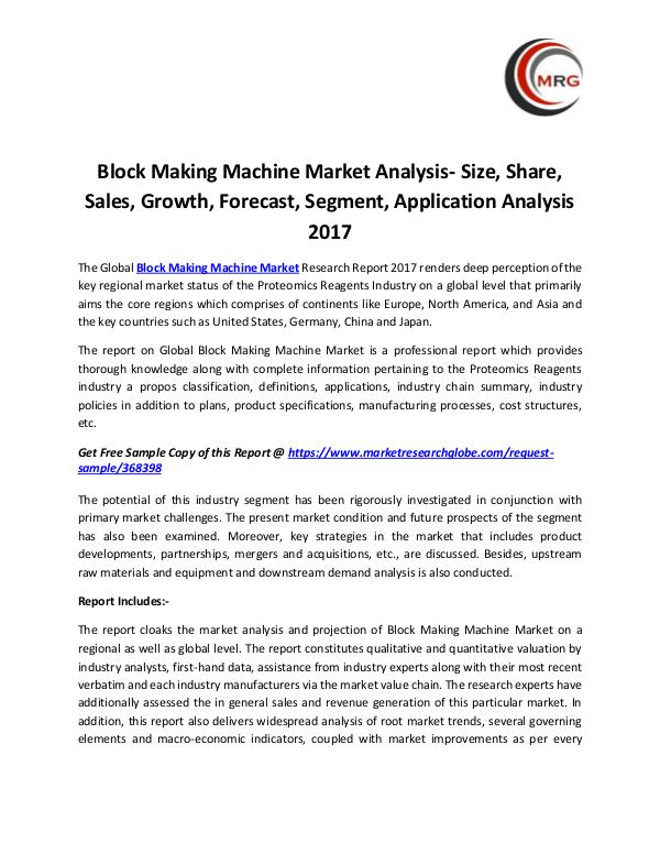 QY Research Groups Block Making Machine Market Analysis- Size, Share,