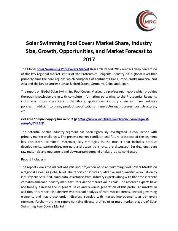 Solar Swimming Pool Covers Market Share, Industry