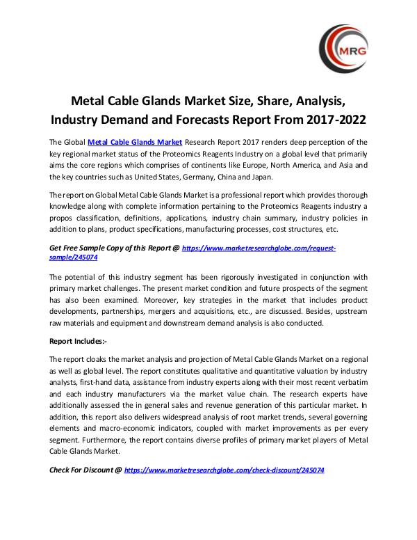 QY Research Groups Metal Cable Glands Market Size, Share, Analysis, I