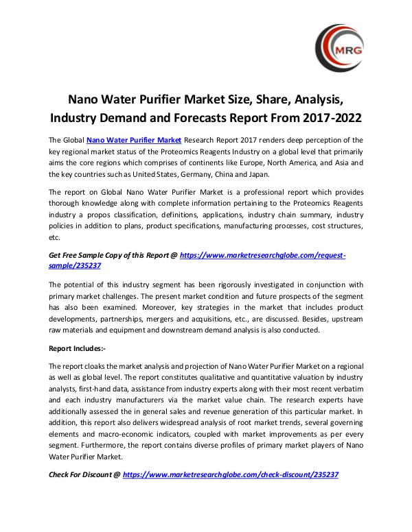 QY Research Groups Nano Water Purifier Market Size, Share, Analysis,