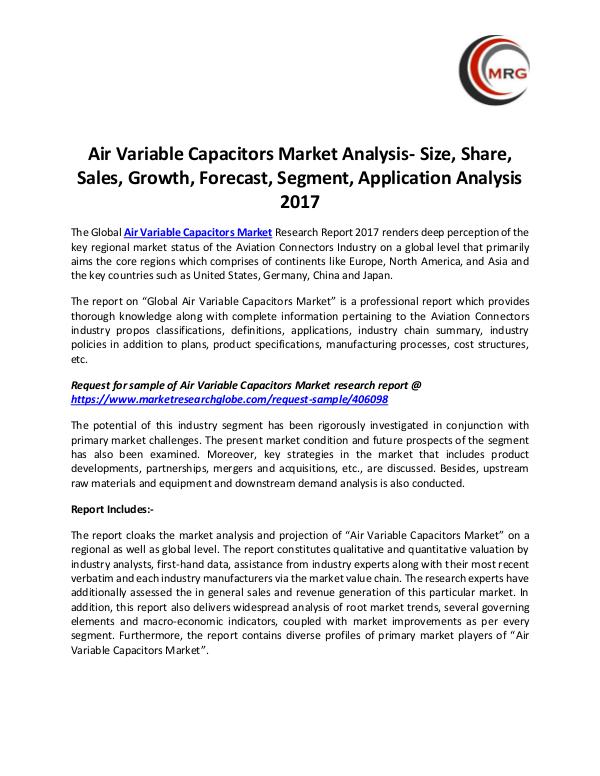 QY Research Groups Air Variable Capacitors Market Analysis- Size, Sha