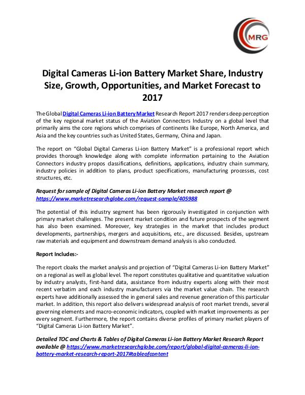 QY Research Groups Digital Cameras Li-ion Battery Market Share, Indus