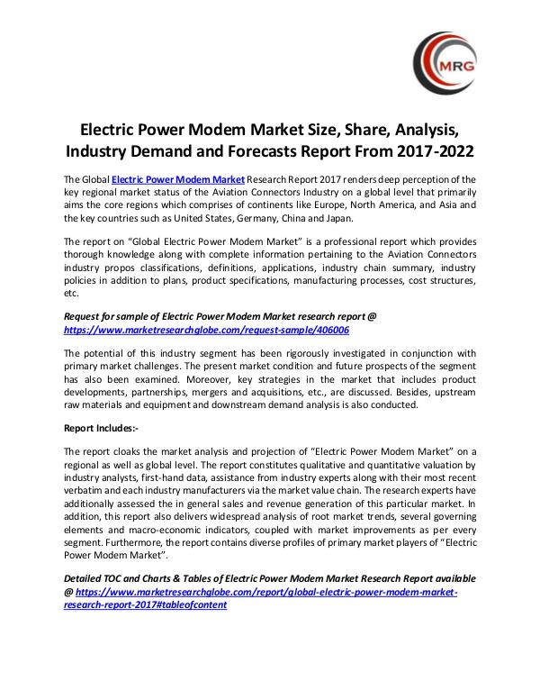 QY Research Groups Electric Power Modem Market Size, Share, Analysis,