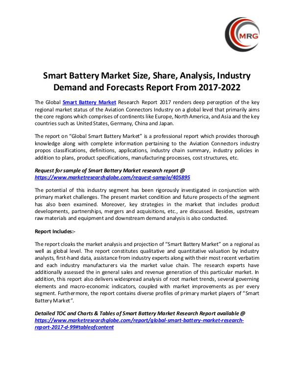 Smart Battery Market Size, Share, Analysis, Indust