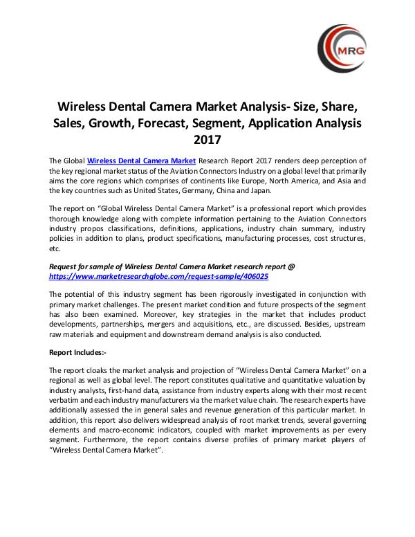 Wireless Dental Camera Market Analysis- Size, Shar
