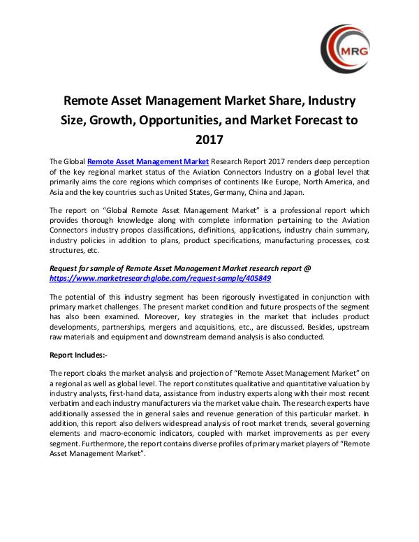QY Research Groups Remote Asset Management Market Share, Industry Siz