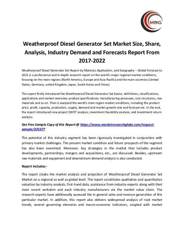 Weatherproof Diesel Generator Set Market Size, Sha