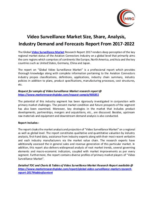 Video Surveillance Market Size, Share, Analysis, I