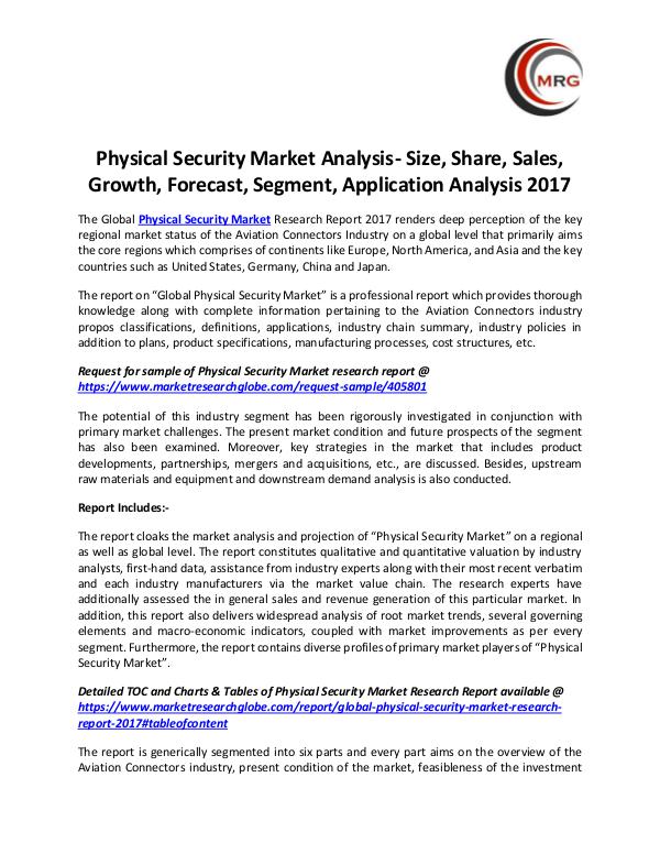 Physical Security Market Analysis- Size, Share, Sa