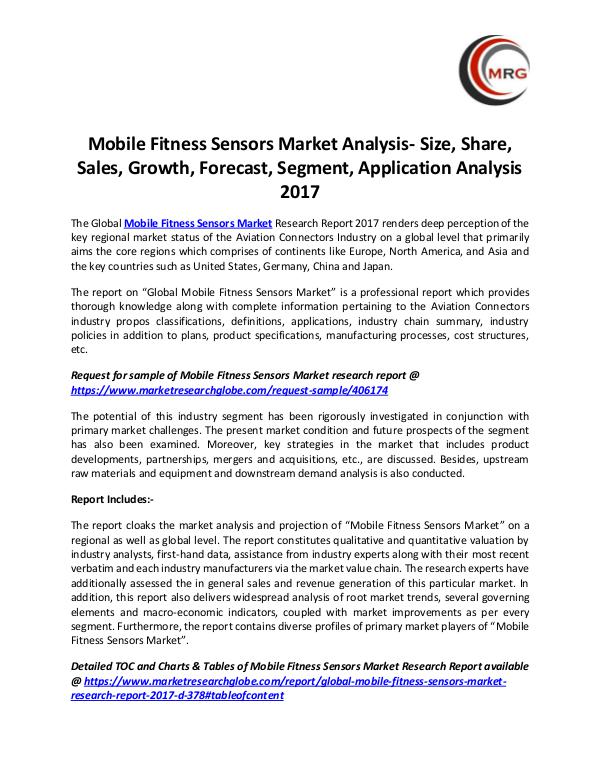 QY Research Groups Mobile Fitness Sensors Market Analysis- Size, Shar